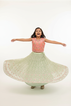 Happy Kid Twirling in Lehenga Choli Set