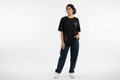 Indian Female Model in Black Embroidered T-Shirt