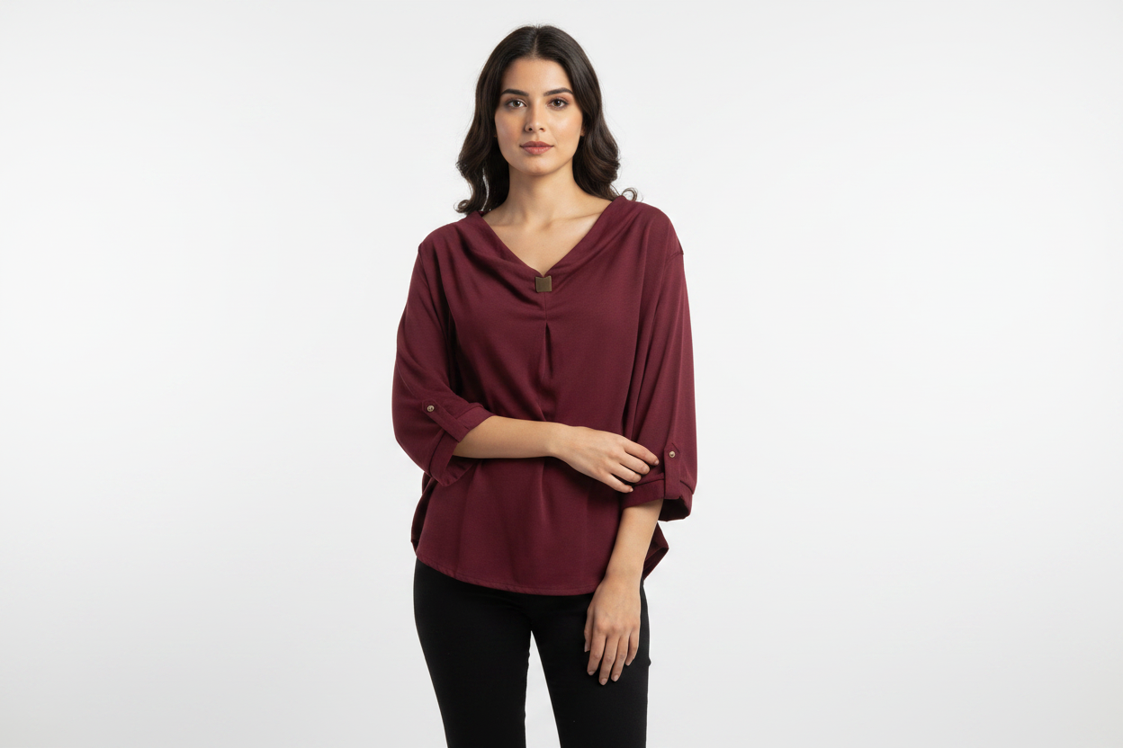 Indian Female Model in Wine Maroon Top