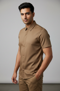 Indian Male Model in Camel Brown Half Sleeve Shirt