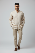 Indian Male Model in Champagne Beige Glitter Shimmer Shirt