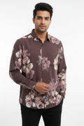 Indian Male Model in Dark Brown Floral Print Shirt