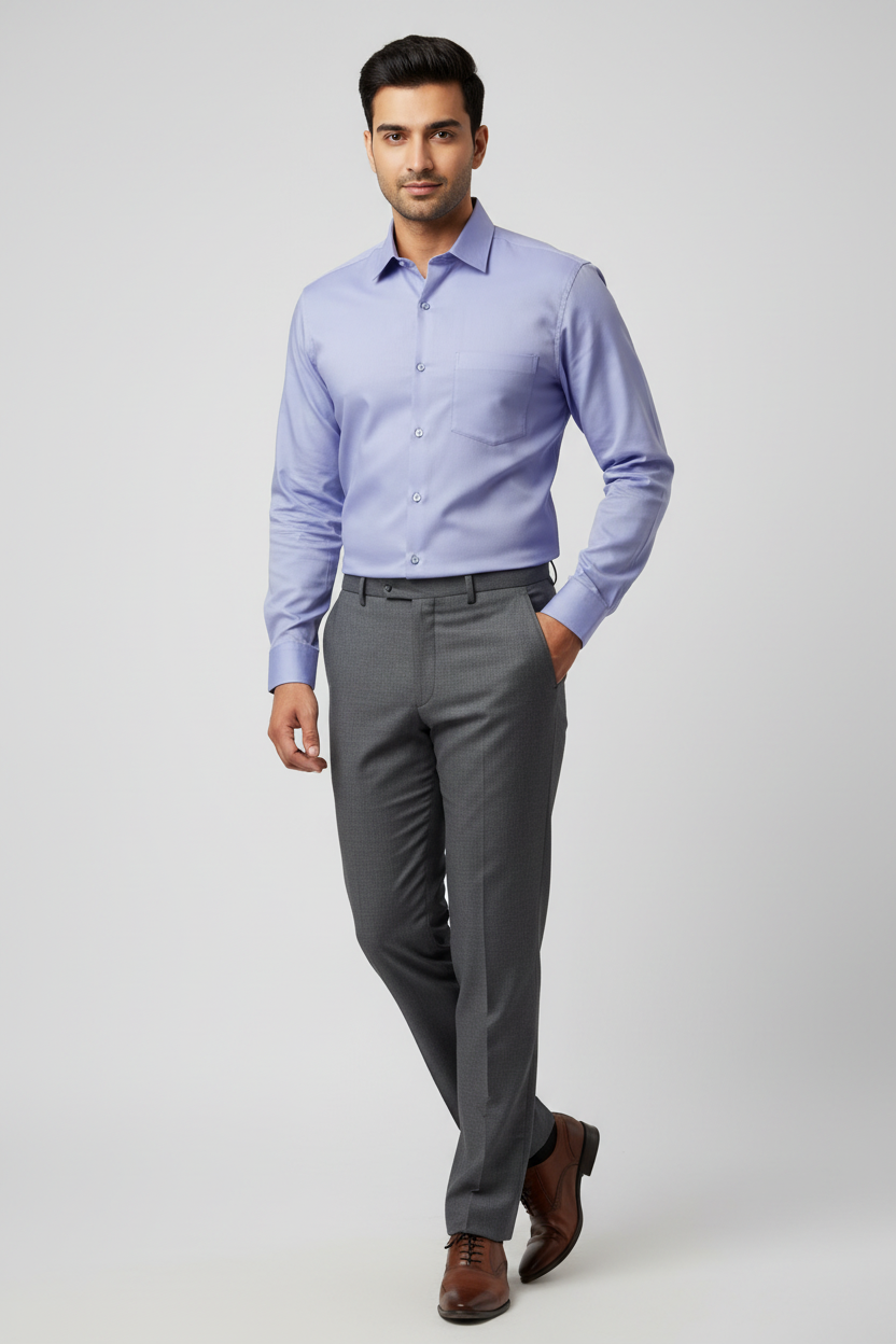 Indian Male Model in Lavender Blue Shirt