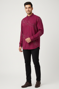 Indian Male Model in Magenta Wine Rhinestone Studded Shirt