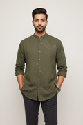 Indian Male Model in Olive Green Rhinestone Studded Shirt