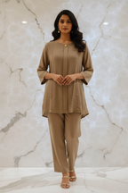 Indian Model in Beige Tunic Top