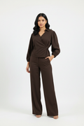 Indian Model in Dark Brown Wrap Jacket Top