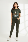 Indian Model in Dark Olive Disconnect & Reconnect Graphic Tee