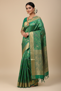 Indian Model in Emerald Green Kanjivaram Saree