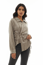 Indian Model in Grey Textured Wrap Shirt