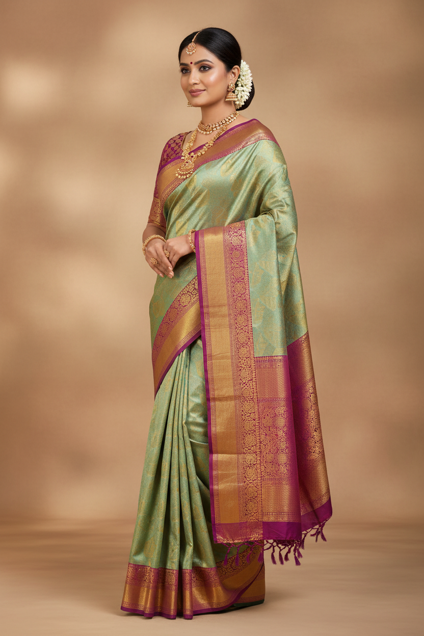 Indian Model in Kanjivaram Silk Saree
