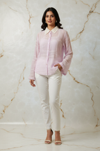 Indian Model in Lavender Chikankari Shirt