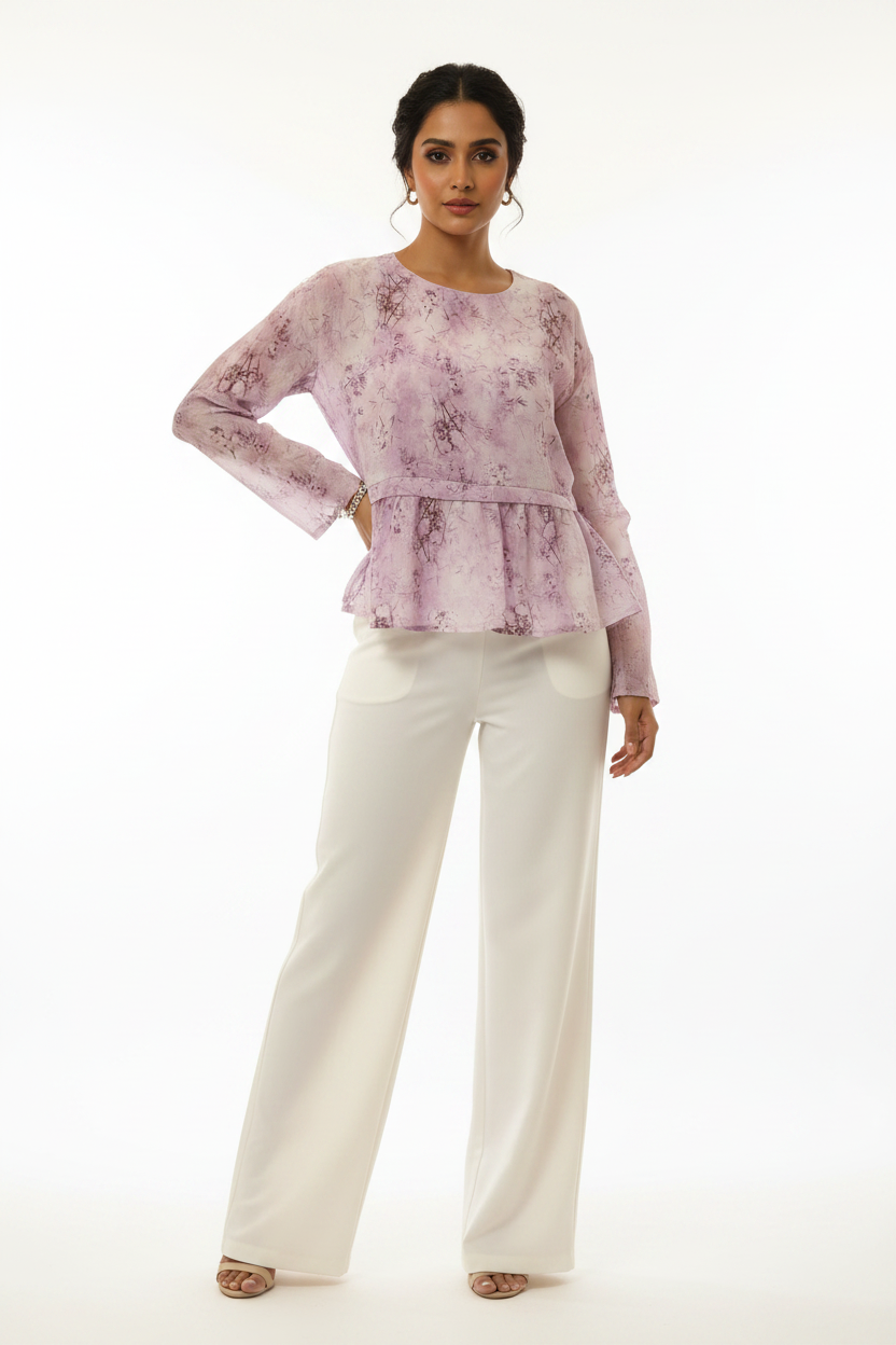 Indian Model in Lavender Peplum Top