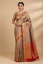 Indian Model in Lavender Purple Kanjivaram with Red Border