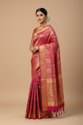 Indian Model in Magenta Kanjivaram with Gold Tissue Body