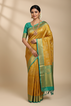 Indian Model in Mustard Yellow Kanjivaram Saree