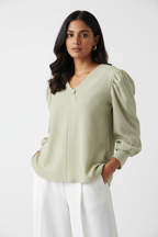 Indian Model in Sage Green Sailor Collar Top