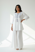 Indian Model in White Embroidered Boho Tunic
