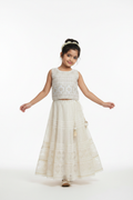 Kid in All-White Chikankari Lehenga Choli Set