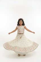 Kid in Ivory Pink Floral Embroidered Lehenga Choli