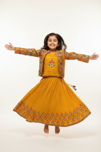 Kid in Yellow Lehenga Choli with Jacket