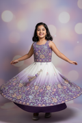 Kid wearing purple ombre embroidered lehenga