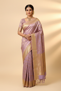 Lavender Banarasi Silk Saree - Model Wearing