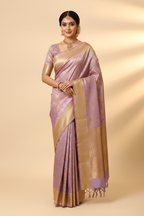 Lavender Banarasi Silk Saree - Model Wearing