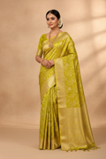 Lime Yellow Tissue Silk Saree Model