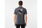 Male model - back pose charcoal grey polo