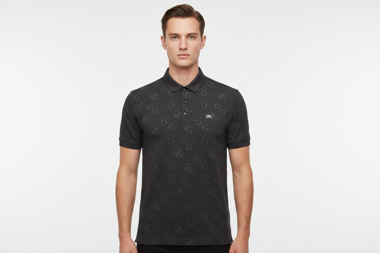 Male model wearing DG monogram polo