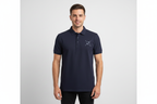Male model wearing navy blue polo with N logo