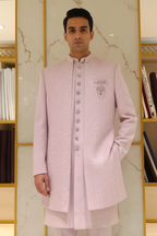 Man Wearing Blush Pink Embroidered Sherwani