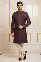 Man Wearing Burgundy Sherwani