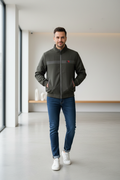 Man Wearing Olive Charcoal Bomber Jacket