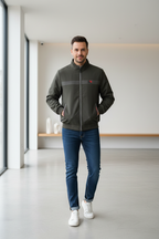 Man Wearing Olive Charcoal Bomber Jacket