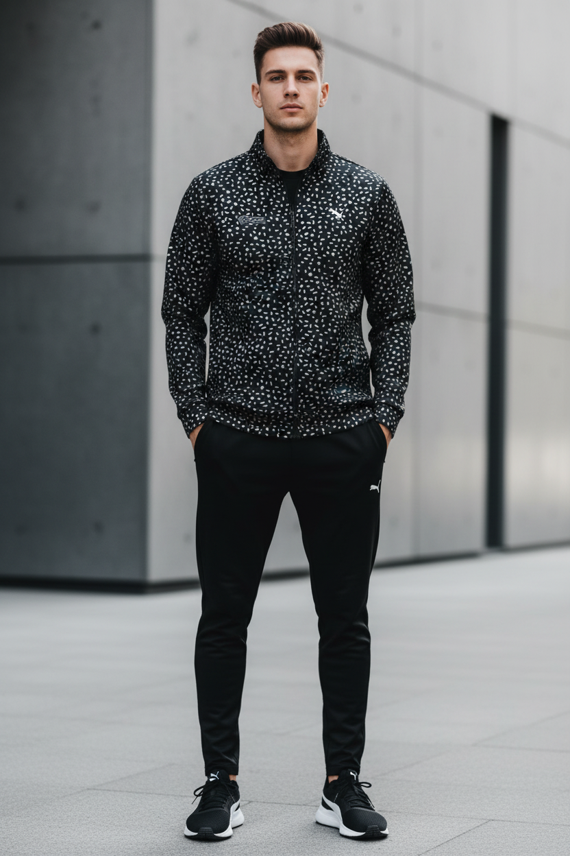 Man Wearing Puma Mercedes AMG F1 Confetti Jacket