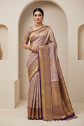 Mauve Lavender Banarasi Saree Model