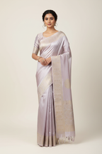 Model in Lavender Iridescent Tissue Silk Saree