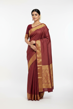Model in Maroon Mysore Silk Saree