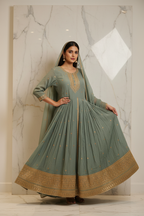 Model in Sage Green Anarkali