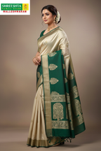 Model wearing Banarasi Saree with Logo