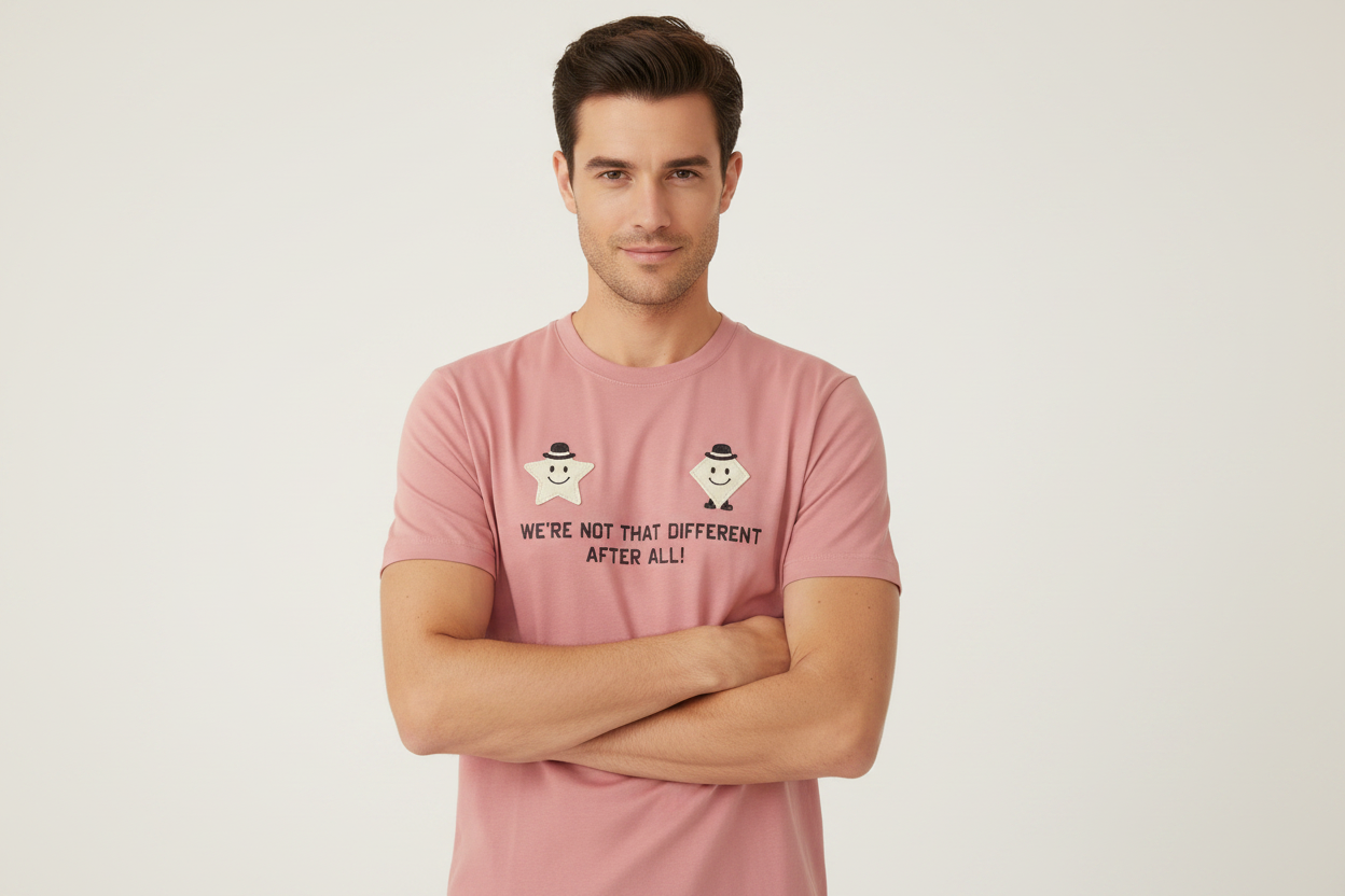 Model wearing dusty rose Honor The Gift t-shirt - front