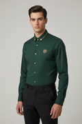 Model wearing green shirt