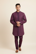 Model wearing purple kurta