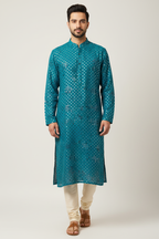 Model wearing teal kurta