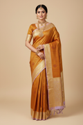 Mustard & Lavender Kanjivaram Saree on Model