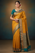 Mustard Silk Saree Model