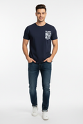 Navy Blue Keep Strong T-Shirt on Male Model