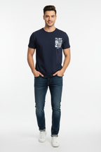 Navy Blue Keep Strong T-Shirt on Male Model